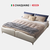  No bedside bed Light luxury modern simple white double bed shelf master bedroom 2 meters x 2 meters large bed 2021 new