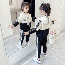 Girls foreign style autumn 2021 new little girl Net red Korean suit children spring and autumn coat sports two-piece set