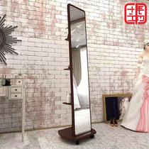 Full-body dressing mirror removable changing mirror rotating with storage rack dressing mirror square floor hanging clothes fitting mirror