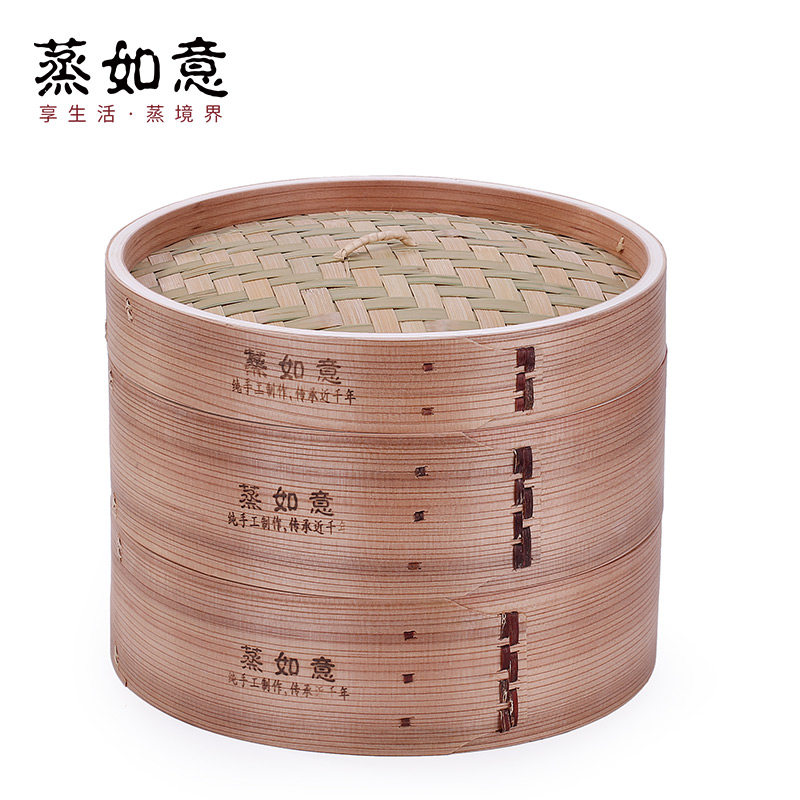 Steamed fir steamer Handmade household steamer wooden two-layer three-layer bamboo cage drawer steamed dumplings steamed dumplings steamed bread