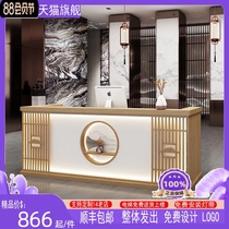New Chinese style cashier Small shop Health hall front desk reception desk Foot bath shop beauty salon retro bar customization