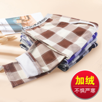 Plaid autumn pants mens cotton thin spring and autumn stretch slings trousers winter plus velvet warm pants leggings