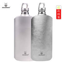 SILVERANT pure titanium outdoor mountaineering single-layer sports kettle flat square jug Ultra-lightweight and healthy