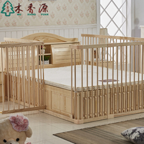 Bed guardrail 1 8 2 meters big bed solid wood floor raised fence baby baby fall prevention and fall off bed baffle Universal