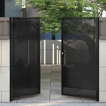 New Chinese-style wrought iron villa courtyard door double-open rural home garden yard portal stainless steel anti-theft door