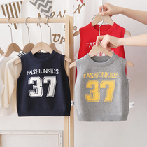 Boy fit pure cotton round collar sleeveless vest child baby 2022 spring autumn new knitted sweater waistcoat waistcoat waistcoat