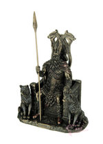 Imported Nordic father God Odin and the Wolf throne bronze statue