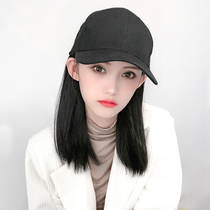 Wig hat one fashion womens long hair full head Net red short hair straight hair real hair silk collarbone hairstyle