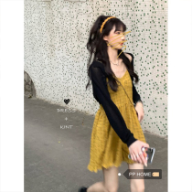  PPHOME heart again~Summer cute olive white lace suspender skirt all-match sunscreen cardigan