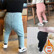 Baby large PP pants spring autumn style with velvety female baby outside wearing autumn and winter children pure cotton pants girl thin suede underpants