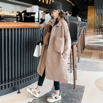 Girls windbreaker English style Foreign style childrens autumn clothing long coat spring and autumn womens children 2021 Autumn New