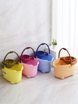 Plastic floor mop bucket Mop bucket mop dry bucket Rectangular flat sponge drain household old-fashioned mop bucket