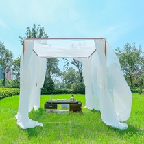 Outdoor courtyard Teahouse tent Mosquito net bracket Awning Portable frame Villa simple pavilion Outdoor balcony