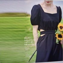 MAJE DVAWN Hepburn Waistcoat Caution Machine Dress Woman 2022 Summer closedown Waistcoat Foam Sleeves Small Black Long Dress