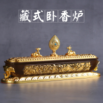 Nepal line incense box aroma burner double deer auspicious nose God for Buddha home living room gilt large