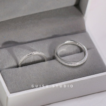 Gui Su thin circle couple ring sterling silver pair of niche design jewelry cold style Japanese pair of ring lettering gift