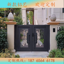 Aluminum Art Hyundai New Chinese Courtyard Door Villa cell First floor Garden Single double flat open aluminum alloy engraving Size door