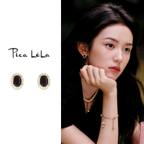 Elegant Retro Black Earrings Female small crowdLight luxury High sense Fashion earrings New Pure Silver Small Fragrance Earrings Temperament