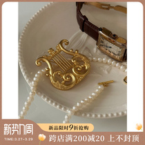 Anxia Pa◆ Good elegant Vintage antique vintage retro - gold harp medieval temperament