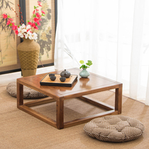 Tatami tea table simple solid wood window table Kang table Kang old elm low table small table home Japanese tea table