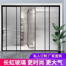 Sliding door partition Hangzhou custom kitchen balcony living room sliding door Changhong glass sliding door Titanium magnesium alloy interior door
