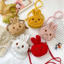 1-3 1-3-year-old baby packet girl obliquely satchel new fashion mini cute plush rabbit infant zero wallet