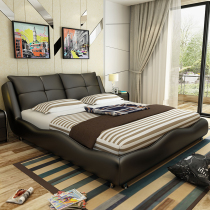 Leather bed double bed small apartment type 18 meters modern simple storage bed tatami soft bag leather art wedding bed master bedroom