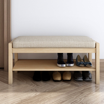 Nordic solid wood shoe stool Shoe stool Sofa stool Shoe stool shoe cabinet storage shoe rack Fabric footstool Bed tail stool