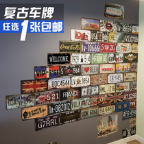 American retro license plate tin painting industrial wind wall pendant creative catering Barber Shop Bar wall decorations
