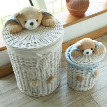 Large rattan toy storage box with lid packing box dressing box box cartoon dirty clothes bucket storage basket