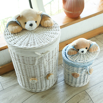 Rattan clothes basket toy storage box household dirty clothes basket clothing storage basket woven with large cover