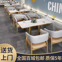 Simple milk tea shop Double deck table and chair Snack dessert Burger fast food noodle restaurant Hotel dining bar Furniture combination