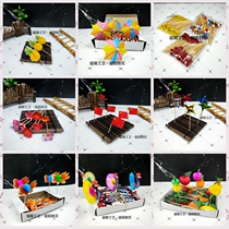 Fruit plate toothpick small paper umbrella cocktail decoration creative plate decoration shape fruit bamboo stick mini cake dressing supplies