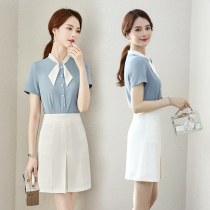Professional suit womens summer fashion temperament Short-sleeved shirt dress reception frock beauty salon work clothes women