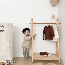 Korea INS solid wood childrens coat rack floor living room bedroom rack kindergarten simple hanging clothes shelf