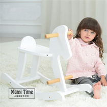 ins explosion trojan horse Children rocking horse Solid wood baby rocking chair Adult can sit toy baby birthday gift
