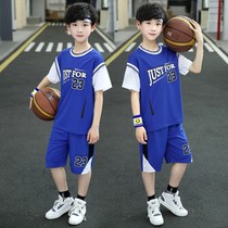 Childrens clothing boys summer 2021 new childrens foot basketball uniform boys handsome sports vest set basketball jersey tide