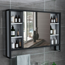 Bathroom mirror cabinet Wall-mounted toilet Toilet Bathroom cabinet Toilet mirror storage mirror with black Nordic