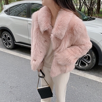 Imported Tuscan fur jacket womens little short Tocapia fur one slim lapel coat winter