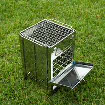 Outdoor folding wood stove One-piece stainless steel picnic camping barbecue stove Portable square BC charcoal stove