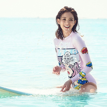 Korean diving suit womens one-piece swimsuit long sleeve sunscreen cartoon jellyfish coat floating clothes slim surf suit swimsuit swimsuit
