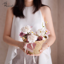 peacetime seagrass woven hat brim flower basket flower storage basket