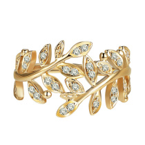 Jewelry group inlaid with 18K gold diamond ring female platinum rose round diamond female ring leaves wedding platinum pt950