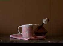 Spot made in Finland Pentik Vilja pink brown ceramic mug 350ml pillowcase Nordic