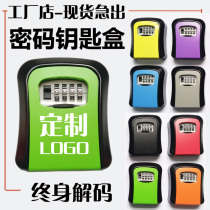 Decoration key password box homestay door wall-mounted storage code lock construction site cats eye key box metal anti-theft