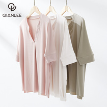 Modal short-sleeved pajamas top single female home wear loose summer thin ice silk feel breathable simple leisure