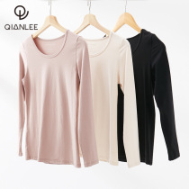 2 Pieces Ladies Autumn Jersey Undershirt Underwear Warm Blouse Meat inside wearing thin Modale cotton lining Black autumn and winter