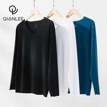 Xinjiang long suede cotton autumn clothes mens V collar No marks wearing long sleeves undershirt mens underwear upper body warm clothes for spring and autumn