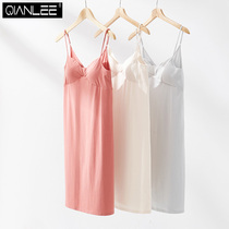 1 piece suspender nightgown long with chest pad to wear sexy loose dress pajamas modal cotton spring and autumn