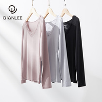 Modale Autumn Clothes Lady Low Lead Lace Inner Wearing Undershirt Thin style Warm Blouse to hit bottom lingerie 2021 New
